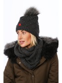 Winter hat with a scarf, graphite C43 - Online store - Boutique